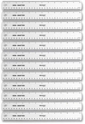 Westcott Non-Shatter Flexible Ruler Standard/Metric 12" Clear 12/Box 17725 Westcott Non-Shatter Flexible Ruler Standard/Metric 12" Clear 12/Box 17725