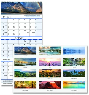 Earthscapes Recycled 3-Month Vertical Wall Calendar Scenic Photography 8 x 17 White Sheets 14-Month: Dec 2025 to Jan 2027 3636 Earthscapes Recycled 3-Month Vertical Wall Calendar Scenic Photography 8 x 17 White Sheets 14-Month: Dec 2025 to Jan 2027 3636