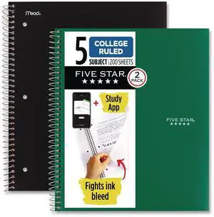 Wirebound Notebook 5-Subject Medium/College Rule Assorted Cover Colors 200 11 x 8.5 Sheets 2/Pack 820190 Wirebound Notebook 5-Subject Medium/College Rule Assorted Cover Colors 200 11 x 8.5 Sheets 2/Pack 820190