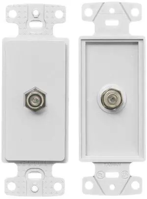 NetSelect Molded-In Video & Voice Decorator Frame 1 F-Type Coupler Bulkhead F/F Screw Terminations White NetSelect Molded-In Video & Voice Decorator Frame 1 F-Type Coupler Bulkhead F/F Screw Terminations White
