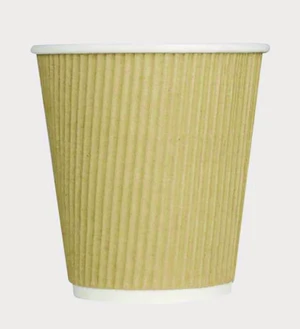 Ripple Hot Cups 10 oz Paper Kraft/White 500/Carton CKRC510 Ripple Hot Cups 10 oz Paper Kraft/White 500/Carton CKRC510