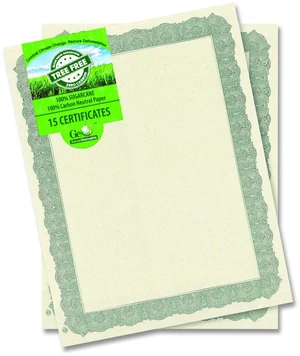 Geographics Tree Free Certificate Natural with Silver Border Geographics Tree Free Certificate Natural with Silver Border