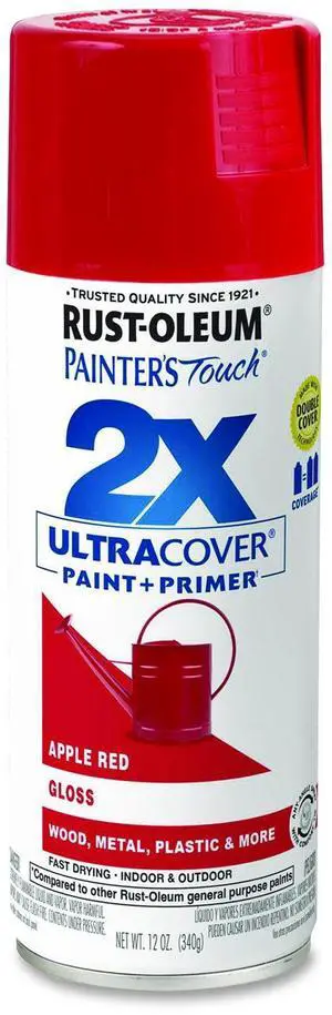 Painter's Touch 2X Ultra Cover Spray Paint Gloss Apple Red 12 oz Aerosol Can 6/Carton 334024 Painter's Touch 2X Ultra Cover Spray Paint Gloss Apple Red 12 oz Aerosol Can 6/Carton 334024