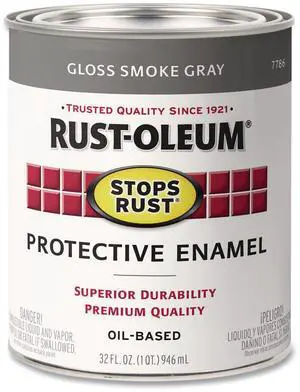 Stops Rust Brush-On Protective Enamel Paint Gloss Smoke Gray 1 qt Can 2/Carton 7786502 Stops Rust Brush-On Protective Enamel Paint Gloss Smoke Gray 1 qt Can 2/Carton 7786502