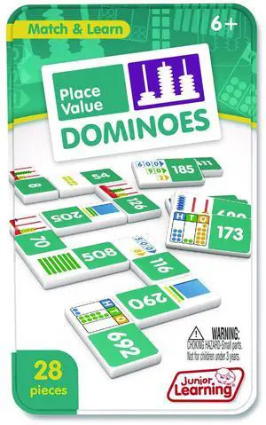 Place Value Dominoes 1 to 2 Players Grades 1 to 7 28 Pieces JL489 Place Value Dominoes 1 to 2 Players Grades 1 to 7 28 Pieces JL489