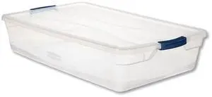 Rubbermaid Clever Store Basic Latch-Lid Container 17 3/4wx29dx6 1/8h 41qt Clear RMCC410001 Rubbermaid Clever Store Basic Latch-Lid Container 17 3/4wx29dx6 1/8h 41qt Clear RMCC410001
