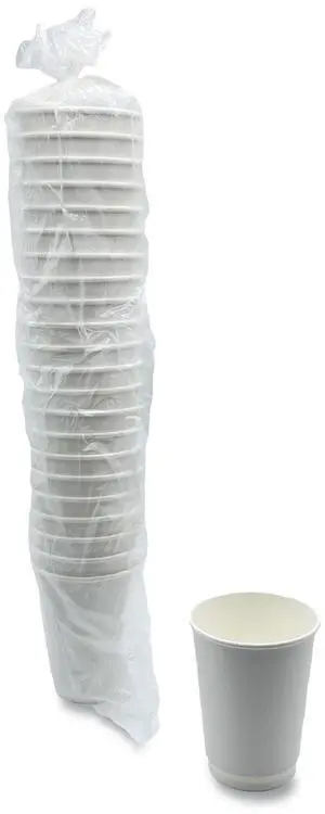 Paper Hot Cups Double-Walled 12 oz White 500/Carton BWKDW12HCUP Paper Hot Cups Double-Walled 12 oz White 500/Carton BWKDW12HCUP