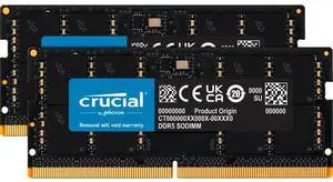 Crucial 2x32GB 4800MHz DDR5 262-pin SoDIMM Memory Kit CT2K32G48C40S5 Crucial 2x32GB 4800MHz DDR5 262-pin SoDIMM Memory Kit CT2K32G48C40S5
