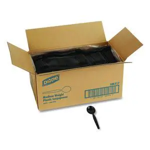 Mediumweight Polystyrene Cutlery Soup Spoon Plastic Black 1000/Carton SM517 Mediumweight Polystyrene Cutlery Soup Spoon Plastic Black 1000/Carton SM517