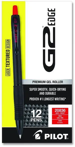 G2 Edge Premium Gel Roller Pen Retractable Fine 0.7 mm Red Ink Black/Red Barrel Dozen PIL20836 G2 Edge Premium Gel Roller Pen Retractable Fine 0.7 mm Red Ink Black/Red Barrel Dozen PIL20836