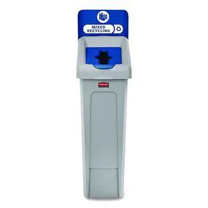 Slim Jim Recycling Station Kit 1-Stream Mixed Recycling 23 gal Plastic Gray/Blue 2185055 Slim Jim Recycling Station Kit 1-Stream Mixed Recycling 23 gal Plastic Gray/Blue 2185055
