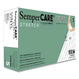 Stretch Vinyl Examination Gloves Powder-Free Small 5 mil Thick 9.45" Long Cream 100/Box SCVNP102 Stretch Vinyl Examination Gloves Powder-Free Small 5 mil Thick 9.45" Long Cream 100/Box SCVNP102