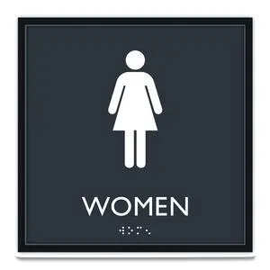 ADA Sign, Women, Plastic, 8 x 8, Clear/White ADA Sign, Women, Plastic, 8 x 8, Clear/White