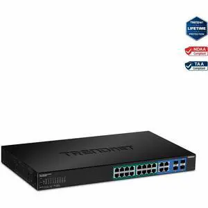 TRENDnet 20-Port Gigabit Web Smart 370W PoE+ Switch; TPE-1620WSF; 16 Gigabit PoE+ Ports; 4 Shared Gigabit PortsRJ-45 or SFP; 370W PoE Budget;Managed PoE+ Ethernet Network Switch; Lifetime Protection TRENDnet 20-Port Gigabit Web Smart 370W PoE+ Switch; TPE-1620WSF; 16 Gigabit PoE+ Ports; 4 Shared Gigabit PortsRJ-45 or SFP; 370W PoE Budget;Managed PoE+ Ethernet Network Switch; Lifetime Protection