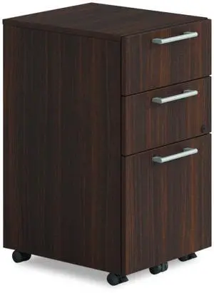 Alera Seville Series Mobile Pedestal Left/Right 3-Drawer: Box/Box/File Legal Mahogany 15" x 18" x 27" AENNZKMP1518UFHRG Alera Seville Series Mobile Pedestal Left/Right 3-Drawer: Box/Box/File Legal Mahogany 15" x 18" x 27" AENNZKMP1518UFHRG