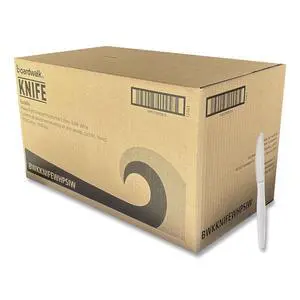 Heavyweight Wrapped Polystyrene Cutlery Knife Plastic White 1000/Carton BWKKNIFEWHPSIW Heavyweight Wrapped Polystyrene Cutlery Knife Plastic White 1000/Carton BWKKNIFEWHPSIW