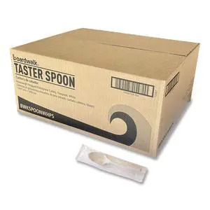 Heavyweight Wrapped Polystyrene Cutlery Spoon Plastic White 1000/Carton BWKSPOONWHPS Heavyweight Wrapped Polystyrene Cutlery Spoon Plastic White 1000/Carton BWKSPOONWHPS