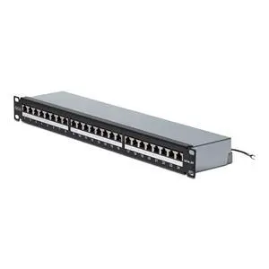 24-PORT 1U SHIELDED CAT6A PATCH PANEL WITH METAL HOUSING COVER AND GROUNDING WIR 24-PORT 1U SHIELDED CAT6A PATCH PANEL WITH METAL HOUSING COVER AND GROUNDING WIR