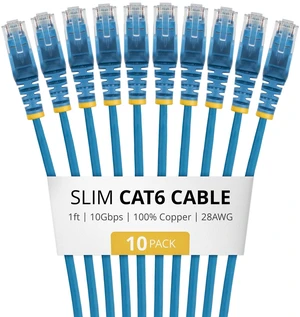 10-PACK OF SLIM CAT6 CABLES IS IDEAL FOR MULTIPLE SETUPS; SUPPORTS 10GBPS AND 10 10-PACK OF SLIM CAT6 CABLES IS IDEAL FOR MULTIPLE SETUPS; SUPPORTS 10GBPS AND 10