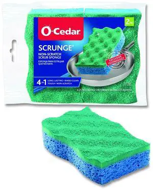 Scrunge Non-Scratch Scrub Sponge 2.63 x 4.25 1" Thick Green/Blue 2/Pack 8 Packs/Carton 169431CT Scrunge Non-Scratch Scrub Sponge 2.63 x 4.25 1" Thick Green/Blue 2/Pack 8 Packs/Carton 169431CT