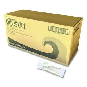 Three-Piece Cutlery Kit Mediumweight Fork/Knife/Spoon 6.97" Plastic White 250/Carton BWK3COMBOKITPP Three-Piece Cutlery Kit Mediumweight Fork/Knife/Spoon 6.97" Plastic White 250/Carton BWK3COMBOKITPP