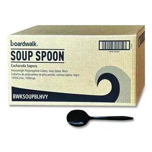 Heavyweight Polypropylene Cutlery Soup Spoon Plastic Black 1000/Carton BWKSOUPBLHVY Heavyweight Polypropylene Cutlery Soup Spoon Plastic Black 1000/Carton BWKSOUPBLHVY