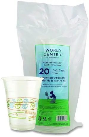 PLA Clear Cold Cups 16 oz 20/Pack CPRTCS16 PLA Clear Cold Cups 16 oz 20/Pack CPRTCS16