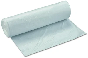 High-Density Commercial Can Liners, 45 gal, 13.97 mic, 40" x 48", Clear, Interleaved Roll, 25 Bags/Roll, 10 Rolls/Carton High-Density Commercial Can Liners, 45 gal, 13.97 mic, 40" x 48", Clear, Interleaved Roll, 25 Bags/Roll, 10 Rolls/Carton