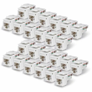 StarTech Cat6 Keystone Jack 24-Pack RJ45 Ethernet Keystone Jacks UTP Cat6 Wall Jack 90-Degree 110 Punch Down White StarTech Cat6 Keystone Jack 24-Pack RJ45 Ethernet Keystone Jacks UTP Cat6 Wall Jack 90-Degree 110 Punch Down White