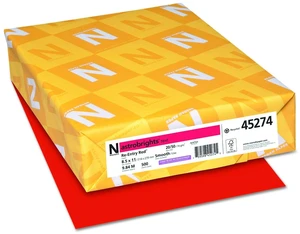 20lb Color Paper 20 lb Bond Weight 8.5 x 11 Red 500/Ream 45274 20lb Color Paper 20 lb Bond Weight 8.5 x 11 Red 500/Ream 45274