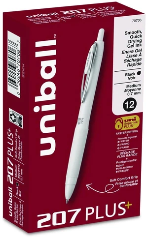 207 Plus+ Gel Pen Retractable Medium 0.7 mm Black Ink White Barrel Dozen 70706 207 Plus+ Gel Pen Retractable Medium 0.7 mm Black Ink White Barrel Dozen 70706