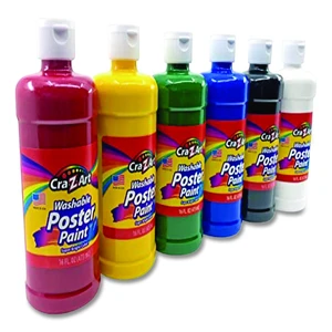 Washable Kids Paint Assorted Colors 16 oz Bottle 6/Pack 01611 Washable Kids Paint Assorted Colors 16 oz Bottle 6/Pack 01611