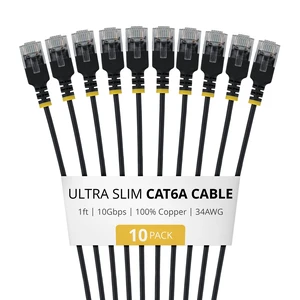 10-PACK OF ULTRA SLIM CAT6A CABLES IS IDEAL FOR MULTIPLE SETUPS; 10GBPS ETHERNET 10-PACK OF ULTRA SLIM CAT6A CABLES IS IDEAL FOR MULTIPLE SETUPS; 10GBPS ETHERNET