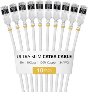 10-PACK OF ULTRA SLIM CAT6A CABLES IS IDEAL FOR MULTIPLE SETUPS; 10GBPS ETHERNET 10-PACK OF ULTRA SLIM CAT6A CABLES IS IDEAL FOR MULTIPLE SETUPS; 10GBPS ETHERNET