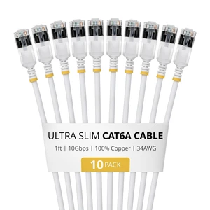 10-PACK OF ULTRA SLIM CAT6A CABLES IS IDEAL FOR MULTIPLE SETUPS; 10GBPS ETHERNET 10-PACK OF ULTRA SLIM CAT6A CABLES IS IDEAL FOR MULTIPLE SETUPS; 10GBPS ETHERNET