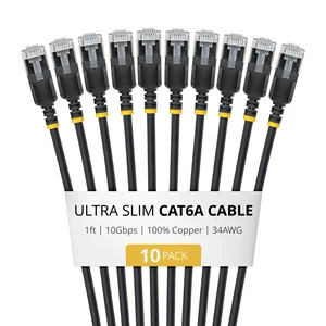 10-PACK OF ULTRA SLIM CAT6A CABLES IS IDEAL FOR MULTIPLE SETUPS; 10GBPS ETHERNET 10-PACK OF ULTRA SLIM CAT6A CABLES IS IDEAL FOR MULTIPLE SETUPS; 10GBPS ETHERNET