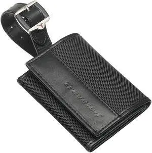Travelon Travel Quick Pass Leather Ballistic Nylon Luggage Suitcase Tag Black