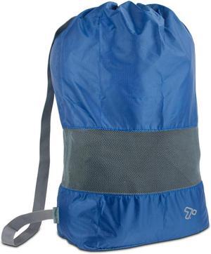 Travelon Lightweight Nylon and Mesh Drawstring Storage Travel Laundry Bag Blue