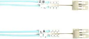 Black Box FO10G-002M-LCLC Connect OM3 50-Micron Multimode Fiber Optic Patch Cable - OFNR PVC, LC-LC, Aqua, 2-m (6.5-ft.)