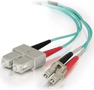 C2G 2m LC-SC 50/125 OM4 Duplex Multimode PVC Fiber Optic Cable - Aqua