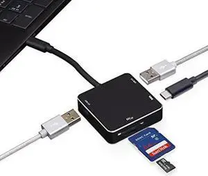 SYBA USB 3.1 Gen 1 Type-C Mini Hub USB 3.0 Type A SD Card Reader SD-HUB50114