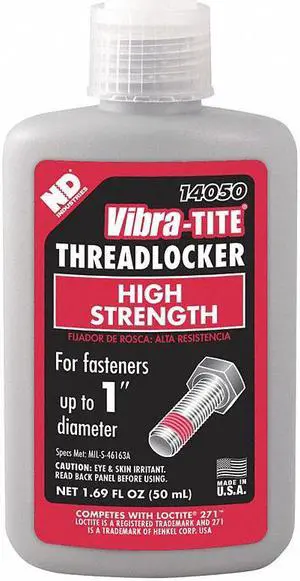 Vibra-tite 140 Series High-Strength Threadlocker, Red Liquid, 50mL Bottle 14050