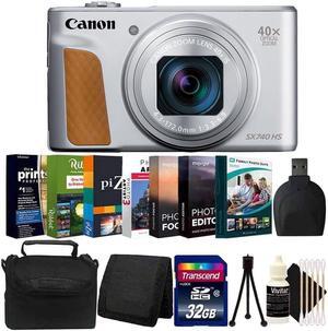 Canon PowerShot SX740 20.3MP 20.3MP HS Digital Camera (Silver)+ 32GB Memory Card + Top Accessory Kit