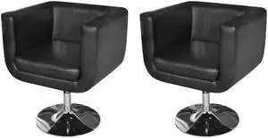 vidaXL Accent Chairs 2 Pcs Accent Armchair with Chrome Base Black Faux Leather