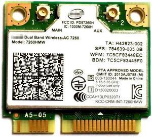 867Mb Wireless AC 7260 7260HMW 802.11AC Dual Band BT4.0 PCIe Half Mini WiFi Card