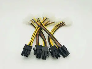 5PCS PCI E 6Pin Female to Molex 4pin x2 Splitter SATA Power Cable Power PCI Express Extension Cables 15CM for BTC Miner Mining