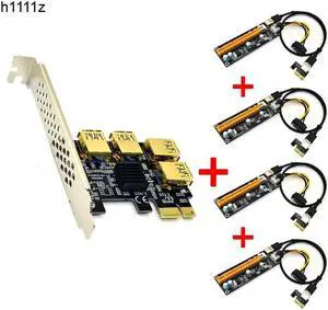Gold PCI E Express 1x to 16x Riser Card USB 3.0 Adapter PCIE 1 to 4 Slot PCIe Port Multiplier Card for BTC Bitcoin Miner Mining