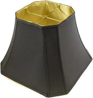 Square Cut Corner Shade Black Fabric/Gold Liner Shantung Fabric Lamp Shade 9x16x12