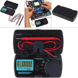 EM3081 Mini Portable LCD Display Digital Multimeter with One Pair Test Pen for Measuring DC AC Voltage and DC Current / Resistance / Continuity / Diode