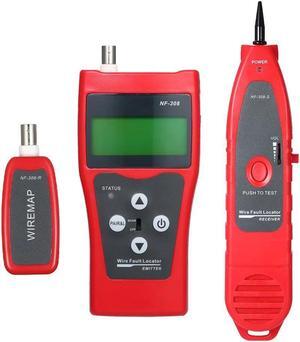 Multi-functional LCD Network Cable Tester High Precision Line Finder Coaxial Line Tester RJ11 RJ45 Wire Length Finder with 1 Remote Adapter